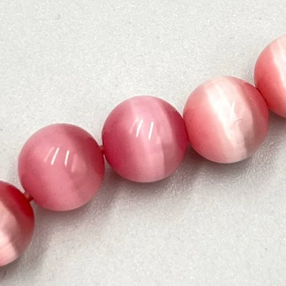 VTG‎ Retro Pink Cat's Eye Fiber Optic Bead Bracelet - Butterfly & 
